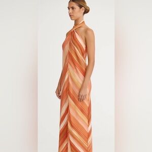 Significant Other Patrice Chevron Stripe Halter Maxi Dress – Sherbet Stripe –8